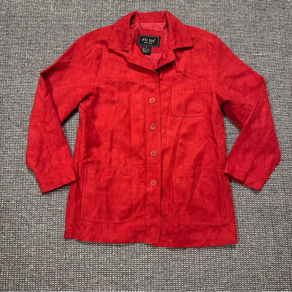 Women's Vibrant Red Suede Jacket